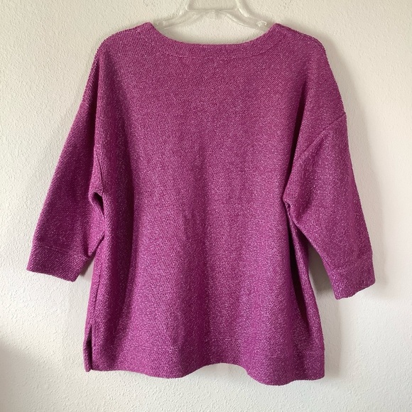 LANDS' END Pullover Tunic Sweater Boucle Tweed Top Casual Travel Magenta Pink 2X - Picture 7 of 8